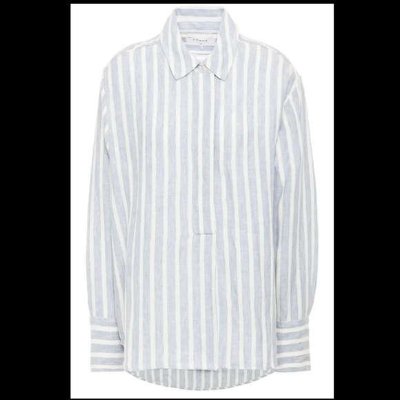 Excellent FRAME Striped Linen Light Blue Shirt - Picture 2 of 4